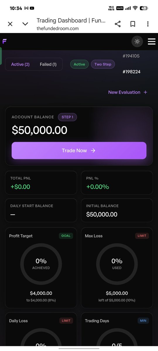 X_Mania2's tweet photo. First time trading on a $50K account, and I’m honestly excited! 🔥But I’ve set myself a challenge: **only 1 trade per day with 0.5 lot size.**Now let’s see how many days it takes me to pass this account. 👀
#thefundedroom
#propfirm
#xmania
#trading https://t.co/a2OIywXuMR