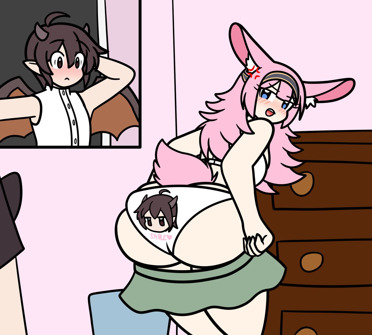 DrYoshister's tweet photo. Sable walks in on Summerleaf changing!!!!!
#tevi https://t.co/ILaw5ePcnG