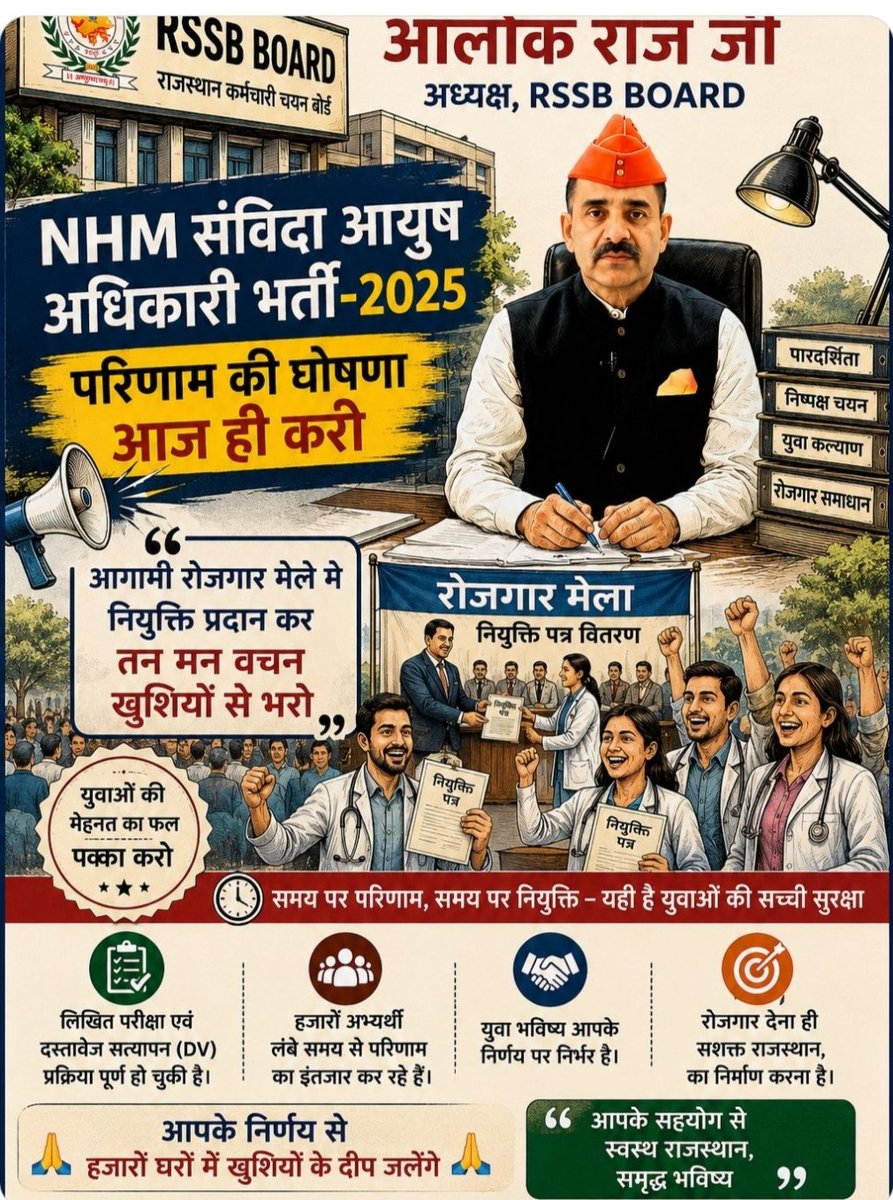 RMeena77891's tweet photo. मेजर साहब आयुष ऑफिसर का परिणाम आज जारी करके युवाओ को राखी के त्योहार से पहले दे खुशी की सौगात। 
@alokrajRSSB @RSSB_Official https://t.co/4mzeJYw075