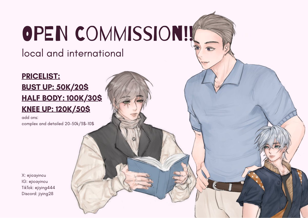 jicayincu's tweet photo. [rt + like are appreciated!]

COMMISSION OPEN🩷 (HUMAN &amp; FURRY)

feel free to dm/ask any questions📩
don’t forget to mention me after sending a dm!

#commission #commissionopen #furrycommission https://t.co/xfCsSyQM9L