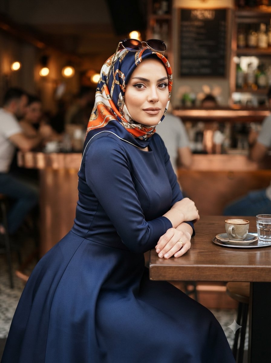 hijabmodelai's tweet photo. İpek eşarplı abiye elbiseli modern türbanlı Esra 💫🔥🌟✨ https://t.co/kHxT0j4bK3