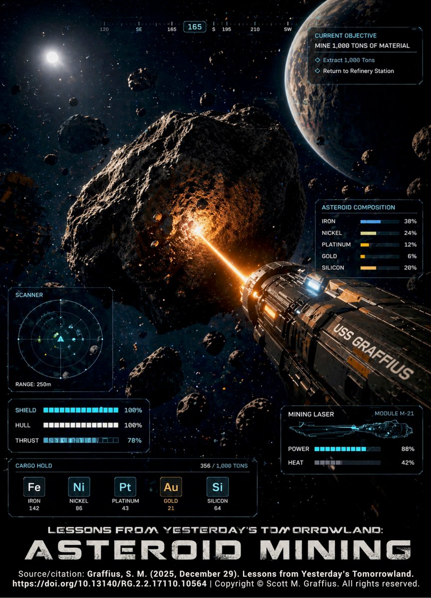 ScottGraffius's tweet photo. ☄️ Asteroid Mining

Asteroids are rich in critical and precious metals, potentially reshaping Earth’s resource future. Explore more in my article, "Lessons from Yesterday’s Tomorrowland": https://t.co/CWpeentaC6

#AdvancedTech #Asteroid #AsteroidMining #Asteroids #FutureTech https://t.co/509LMuTp0J