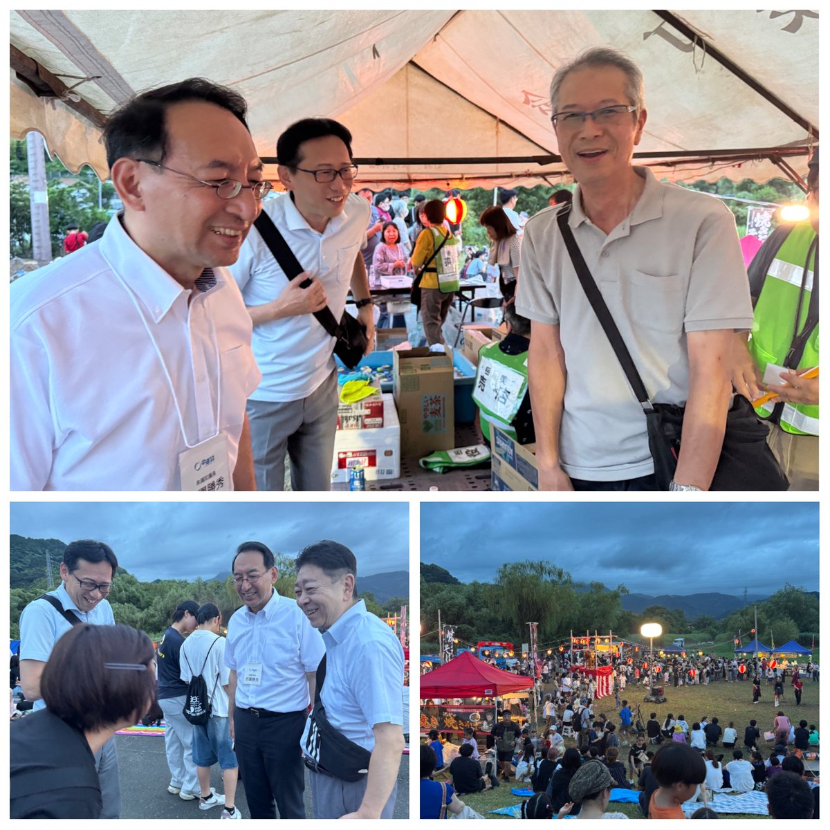 gonagashima's tweet photo. 8/8(土)と8/9(日)は、城北三町の夏祭り、瀬名川夏祭り、古庄自治会夏祭りに参加。西園勝秀衆議院議員、山本彰彦県議にも来ていただきました。
それぞれの会場で、自治会役員はじめ、参加されていた地域の方といろいろな話ができました。私の出身地である古庄では、冒頭ご挨拶もさせていただきました。 https://t.co/q2YJoXyqHz