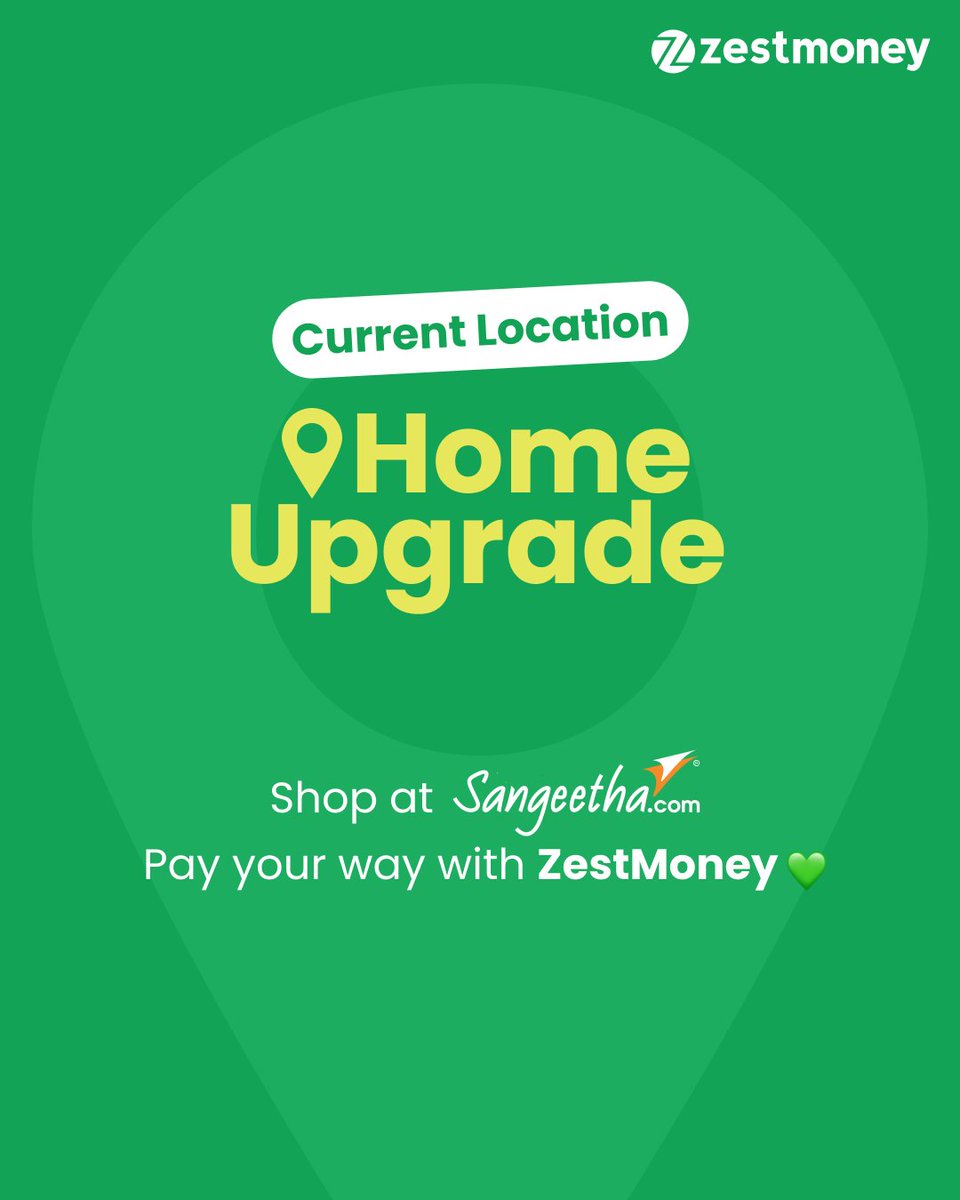 ZestMoney's tweet photo. Your next favourite gadget or home upgrade? Consider this your sign.📍💚

Shop at Sangeetha with ZestMoney and enjoy 3-month cashback on your purchases.✨

📲 Download the ZestMoney App: https://t.co/ZmR4KaW7Xn

#ZestMoney #Sangeetha #HomeUpgrade #FestiveShopping #CashbackOffer https://t.co/7smhuNqH4h