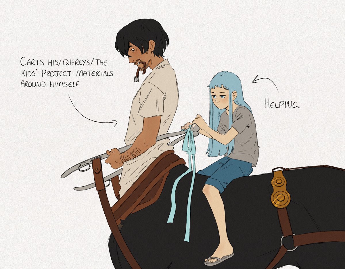 sleepeyhorsey's tweet photo. what is a centaur dad if not a private taxi service 
#Δ帽子 #witchhatatelier https://t.co/S0ac0r16DJ