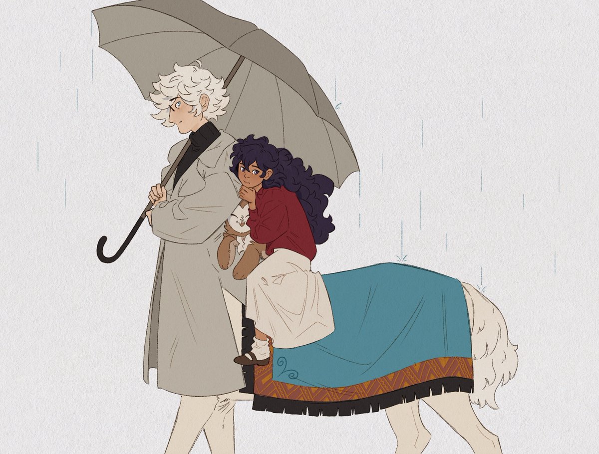 sleepeyhorsey's tweet photo. what is a centaur dad if not a private taxi service 
#Δ帽子 #witchhatatelier https://t.co/S0ac0r16DJ