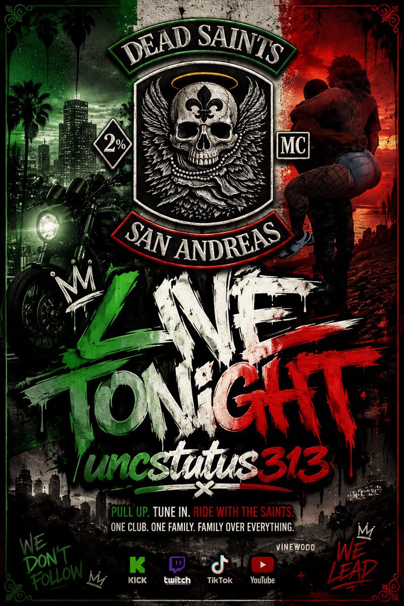 uncstatuzz's tweet photo. Day 2 in ParagonRP. 🏍️

New city. New chapter. Same Crash.

Dead Saints MC is getting settled in, and tonight we’re bringing y’all along for the ride.

LIVE TONIGHT — 10:30PM PST

Pull up. 👀

#GTARP #FiveM #ParagonRP https://t.co/zStoIlboTv