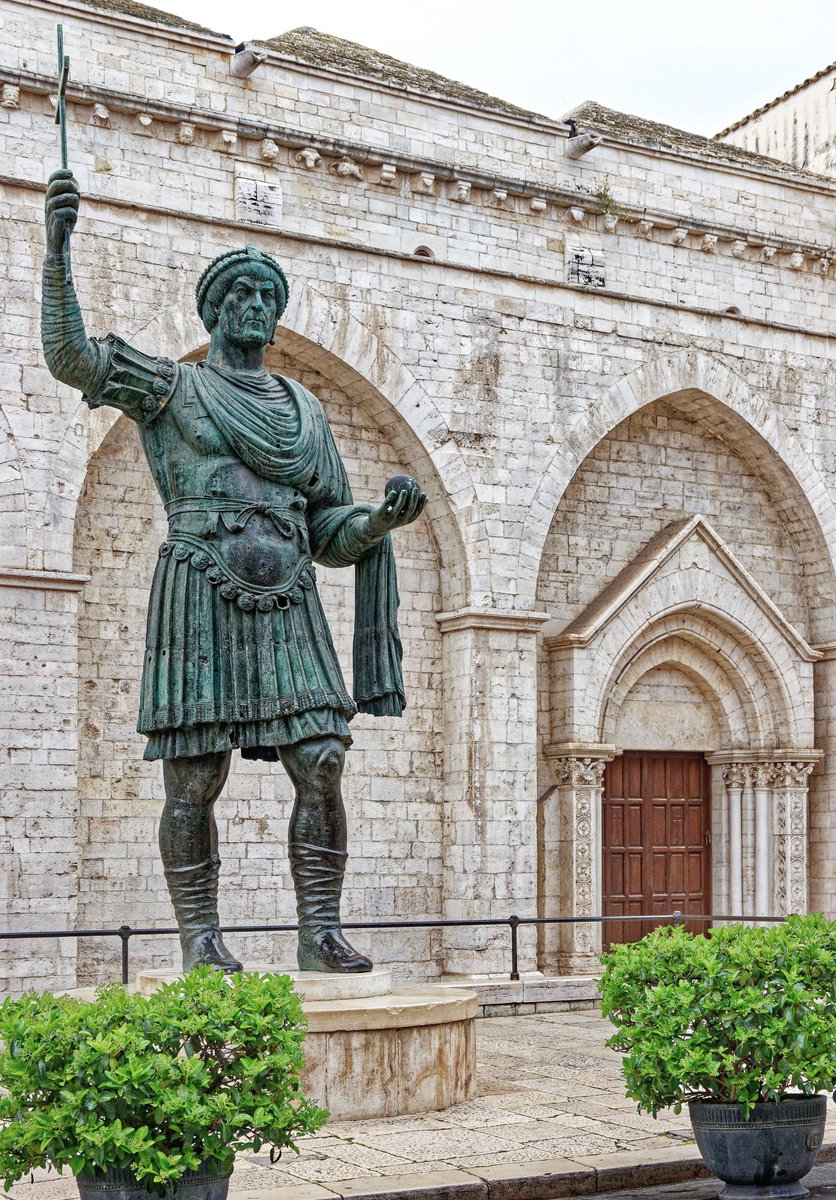 CatImperator's tweet photo. One of the rarest statues depicting a Roman emperor.

Bundled with a fascinating tale. This truly colossal statue was looted from Constantinople in ignominious sack of 1204. However, en-route to Venice, the ship was hit by a storm, and the statue was somehow tossed overboard. 

Then, months or years (?) later it washed ashore in a town of Barletta, where it still stands today. 

The statue is believed to represent emperor Valentinian I or II, Theodosius II or Marcian. A rare and fascinating statue indeed!