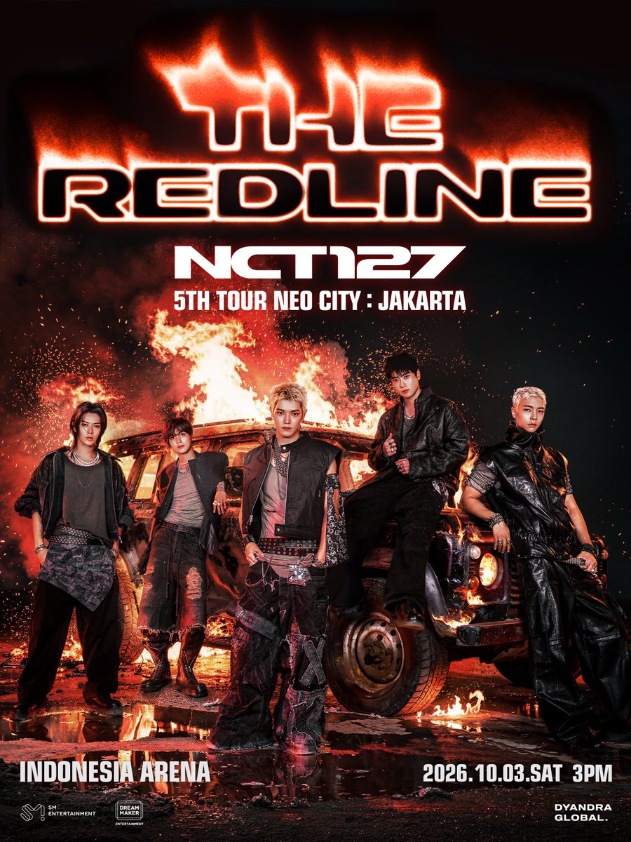 NCTsmtown_127's tweet photo. NCT 127 5TH TOUR 'NEO CITY : JAKARTA - THE REDLINE'

〖 INDONESIA ARENA 〗
➫ 2026.10.03(SAT) 3PM(WIB)

〖 TICKET SALES 〗
"NCTzen 127" Membership (GL) Pre-Sale
➫ 2026.08.19(WED) 2PM - 9:59PM(WIB)

General Sale
➫ 2026.08.21(FRI) 2PM(WIB)

EVERYTHING, ALL AT ONCE, NEO
https://t.co/CjwLcDUb9P

#NCT127 #THE_REDLINE
#NCT127_5TH_NEOCITY_THE_REDLINE
#NCT_10TH_ANNIVERSARY