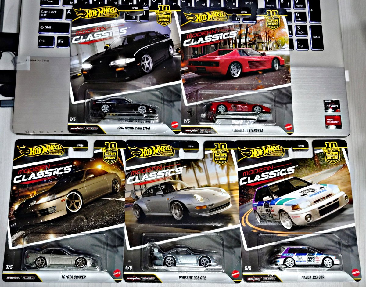 you_kun_jp's tweet photo. ホットウィールのモダンクラシックスです。
#ミニカー #ホットウィール #hotwheels #carculture #modernclassics
1994 nismo 270R (S14)
ferrari testarossa
toyota soarer
porsche 993 GT2
mazda 323 GTR https://t.co/SxwevUNb0S