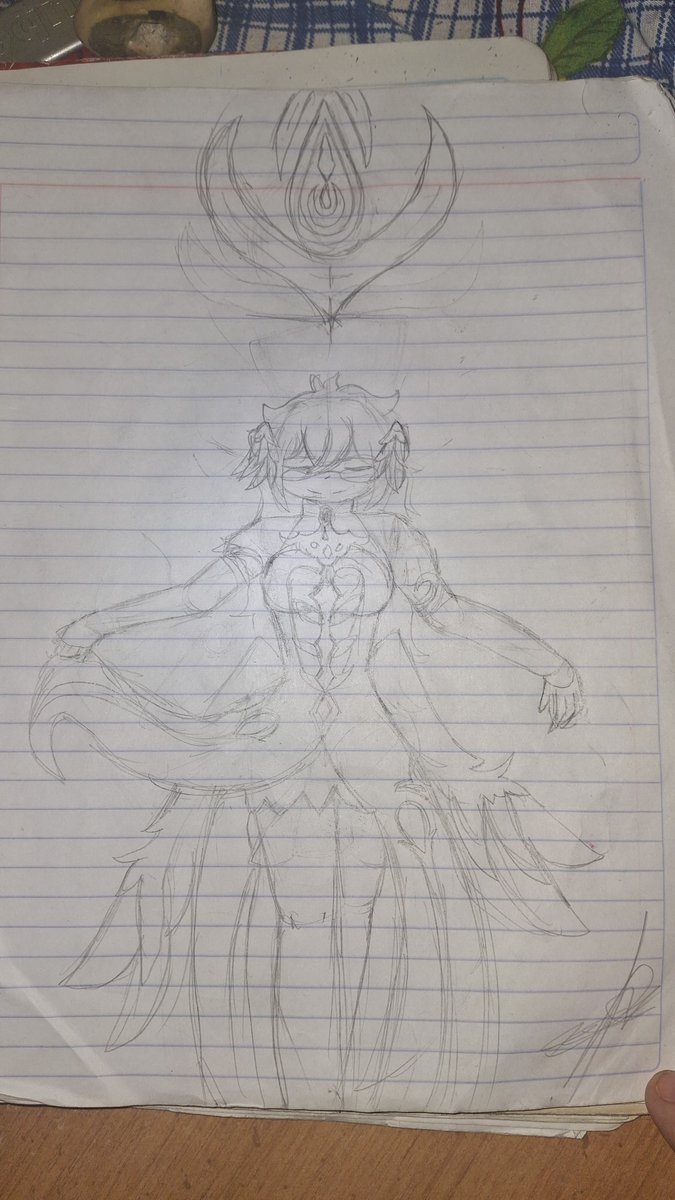MarbleHornetsFa's tweet photo. Llevo... 400 años que no dibujo a mi oc de Shuumatsu no Valkyrie. Le di un millón de rediseños... Y hoy decidí ponerle la ropa de focalors de Genshin Impact... 
Aquí tienen mi garabato que hago llamar dibujo. https://t.co/xQX7HkytXV