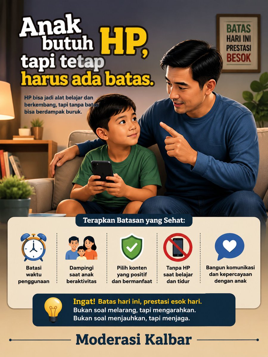 moderasikalbar's tweet photo. Anak butuh HP, tapi tetap harus ada batas

#kritistanpamembenci
#tolakradikalisme
#akcayakhatulistiwa 
#kalbarbersatu https://t.co/M4RDkaaXsz