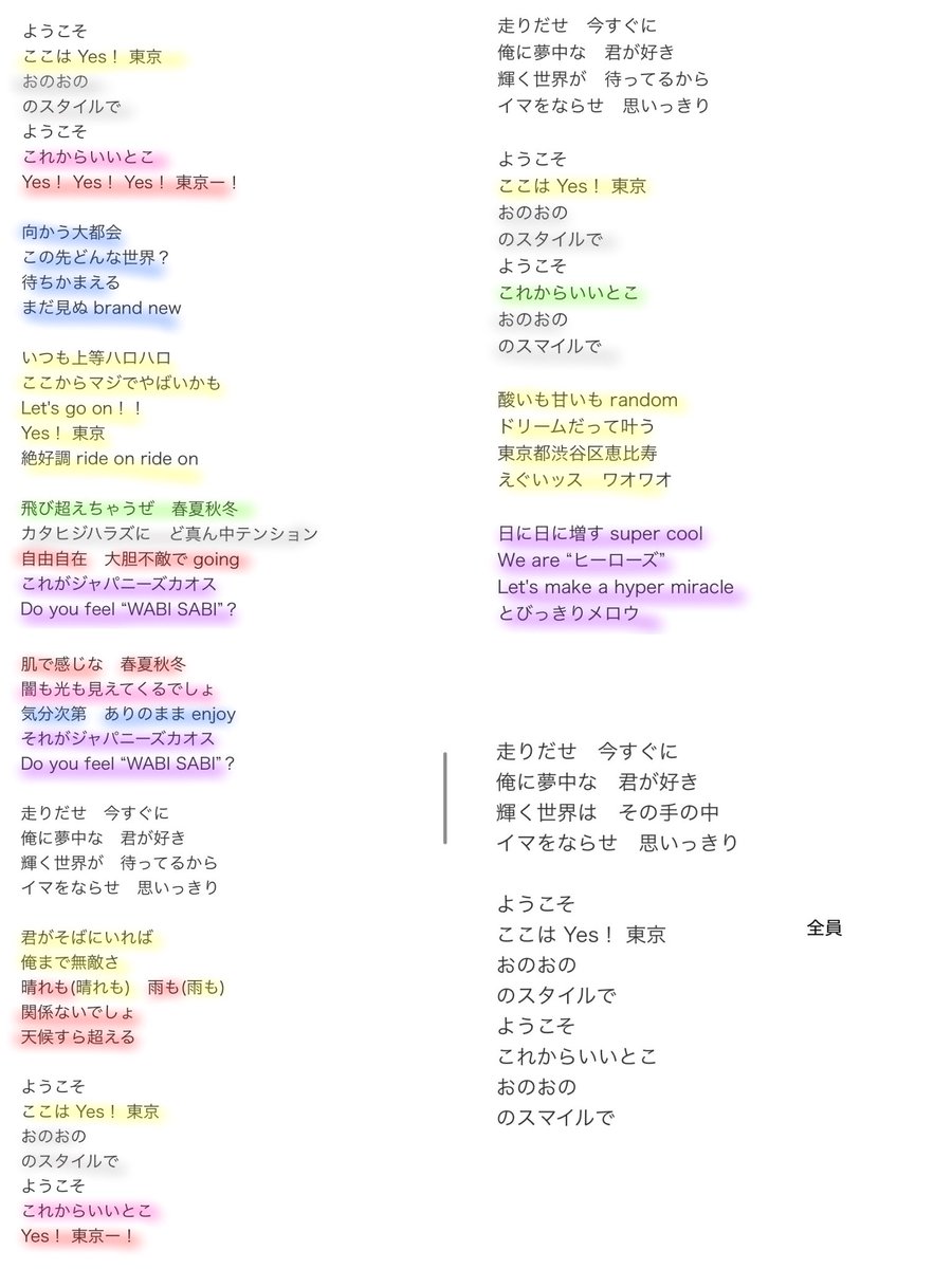 _l3ju's tweet photo. Yes!東京 げんじぶver.歌割り🎵 https://t.co/nWQ25Y7UCy