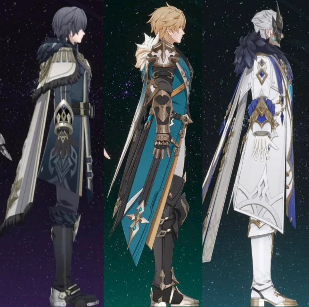 GenshinUniverse's tweet photo. Valeriy, Varka &amp; Pierro models side-by-side 

#GenshinImpact https://t.co/YL2DxUCajt