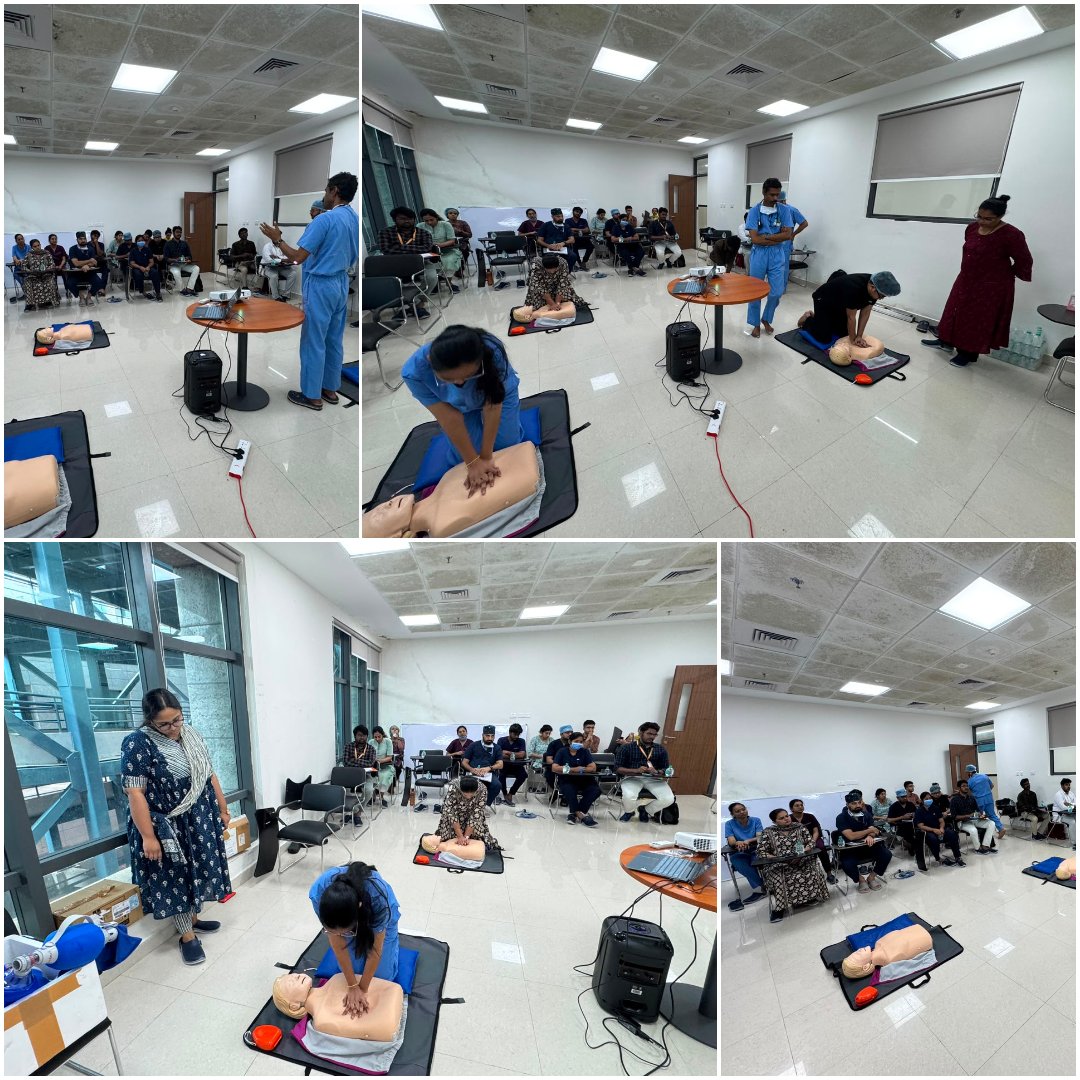 mangalAiimsAP's tweet photo. The Dept. of Anesthesiology, AIIMS Mangalagiri, successfully conducted the 7th AHA-accredited Basic & Advanced Cardiac Life Support (BLS & ACLS) courses from 6–8 August 2026.

Interns, postgraduates & faculty participated in hands-on training in CPR, AED & manual defibrillation, strengthening their skills and confidence to respond effectively during cardiac emergencies.

👏 Positive participant feedback reflected enhanced preparedness to provide lifesaving cardiopulmonary resuscitation when it matters most.
#AIIMSMangalagiri #BLS #ACLS #CPR #CardiacLifeSupport #PatientSafety
@MoHFW_INDIA @JPNadda @mpprataprao @AnupriyaSPatel  @American_Heart