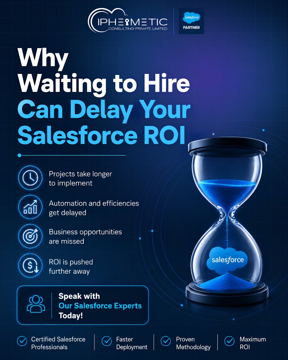 ciphermetic's tweet photo. The longer you wait to hire the right Salesforce experts, the longer your business waits to see results.

📞 Speak with our Salesforce Experts Today!

📱 +91 8826833512 / +1 314 248 1638
🌐 https://t.co/iAoJZhBZ3z

#CiphermeticConsulting #Salesforce https://t.co/dcgmVmYfdg