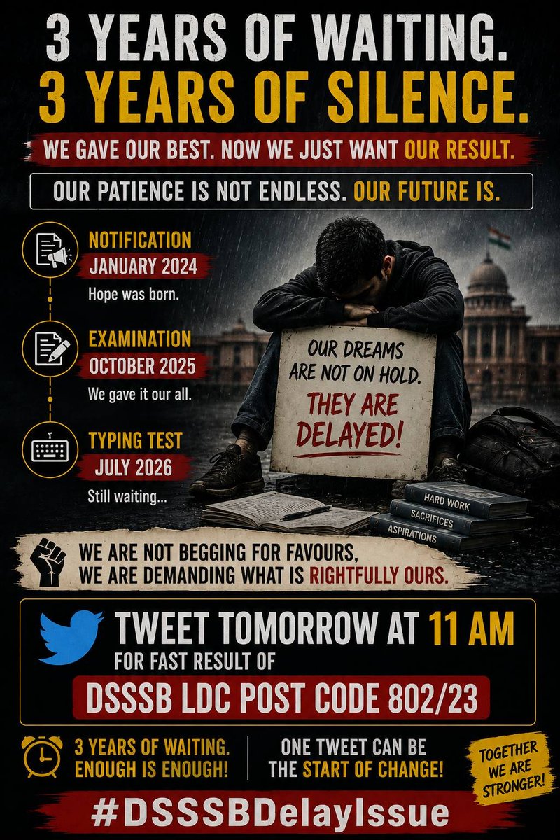 SidharthIn79667's tweet photo. #dsssbdelayissue #releasedass4result https://t.co/Jbaib3EyDw