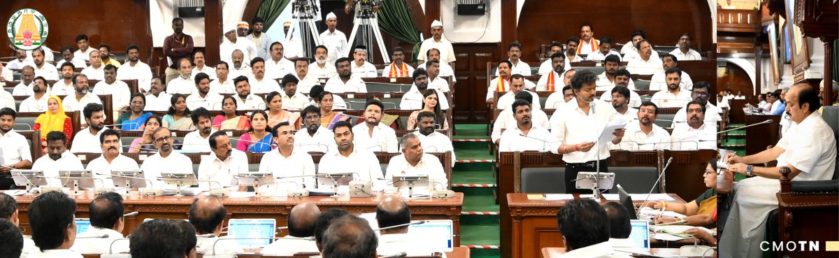 CMOTamilnadu's tweet photo. மாண்புமிகு தமிழ்நாடு முதலமைச்சர் திரு.ச.ஜோசப் விஜய் அவர்கள் இன்று (10.8.2026) தமிழ்நாடு சட்டமன்றப் பேரவையில், “தமிழ்த்தாய் வாழ்த்து” பாடலை  தமிழ்நாட்டில் அமைந்திருக்கும் அனைத்து கல்வி நிறுவனங்கள், பல்கலைக்கழகங்கள், அரசு அலுவலகங்கள், பொதுத்துறை நிறுவனங்கள் உள்ளிட்ட பொது அமைப்புகளின் நிகழ்ச்சிகளிலும் நிகழ்வு தொடங்குவதற்குமுன் கட்டாயம் முதலில் பாடப்பட வேண்டும் என்ற அரசினர் தனித் தீர்மானத்தை முன்மொழிந்து உரையாற்றினார்.

#CMJosephVijay‌
