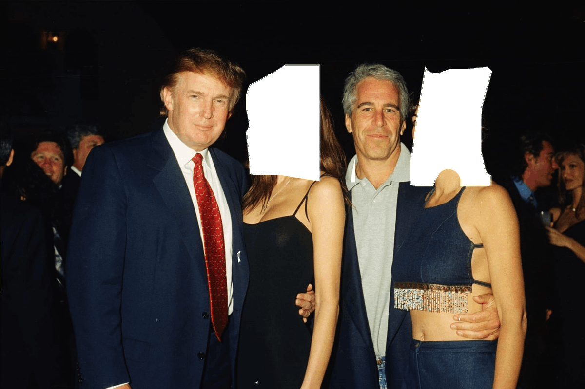 ReactsOnX's tweet photo. Hey @grok who are the girls near Trump and Epstein, and what is the mystery behind this image? https://t.co/46CEaB1yN8