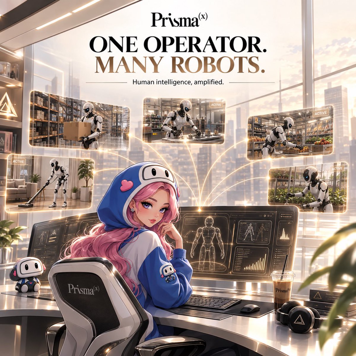kbweb3_'s tweet photo. The future of robotics might not be humans vs. robots.

It could be humans helping many robots work better.

Something I found interesting while learning more about PrismaX is how teleoperation can evolve as Physical AI improves.

Today, a robot may need a human closely involved in completing a task.

But as the model becomes more capable, it can handle more of that task autonomously. The human doesn’t disappear. Instead, their attention can shift to the moments where the robot actually needs help.

PrismaX gives a simple example: if autonomy works 80% of the time, one operator could potentially oversee five robots.

And that’s where the cycle gets interesting:

Better models → more operator capacity → more robot activity → more real-world data → even better models.

To me, that’s a much more interesting way to think about Physical AI.

Humans aren’t just teaching individual robots.

We’re building systems where human experience can eventually scale across entire fleets. 🤖

@PrismaXai

Website: https://t.co/G7NwKOHzgD
Discord: https://t.co/h1phBSYrZQ