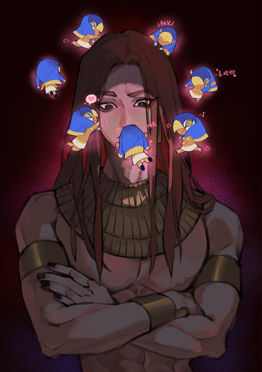 sanri33's tweet photo. 做了塞特meme🥰绕着叔父的荷鲁斯太可爱了！#Ennead #엔네아드 #エネアド #九柱神 https://t.co/3C1HFwpB5c