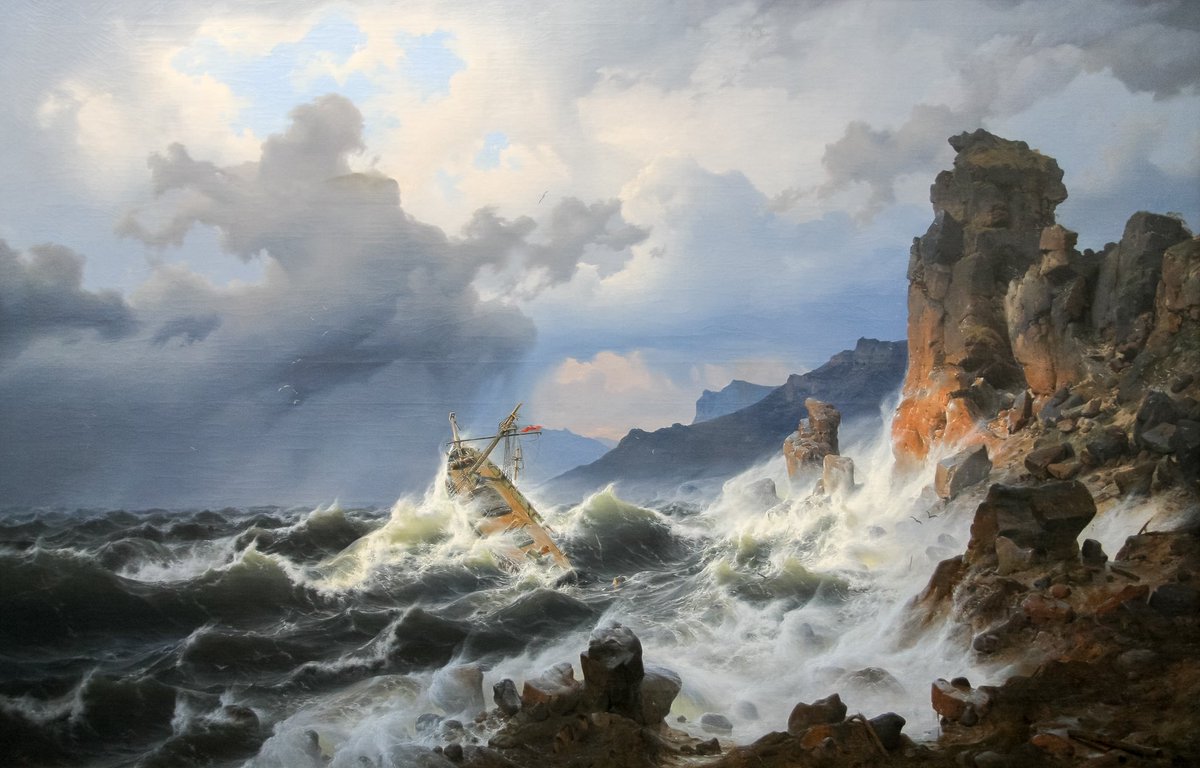 SeekAfterBeauty's tweet photo. Storm at Sea off the Norwegian Coast (1837), by Andreas Achenbach https://t.co/TKSrDiuZSj