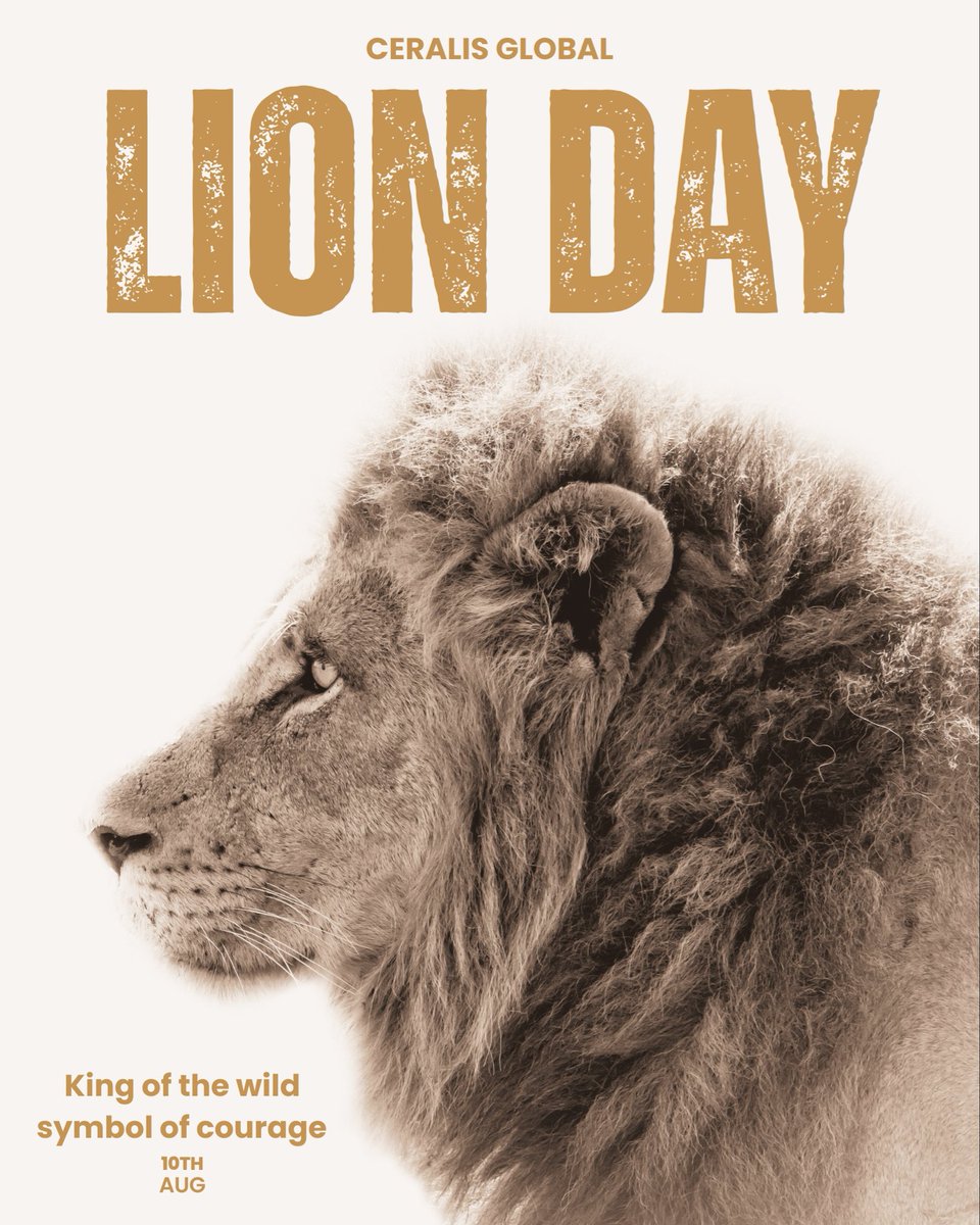 CERALISGLOBAL's tweet photo. 🦁 Today on World Lion Day, we salute the ultimate symbol of courage, strength, and leadership.

✉️ info@ceralisglobal.com
🌐 https://t.co/HfSsiiG3W8
📞 +91 9016627160

#ceralisglobal #WorldLionDay #LionDay #AsiaticLion #GirLions #WildlifeConservation #PrideOfIndia #GlobalTrade https://t.co/muoVUNRNJx
