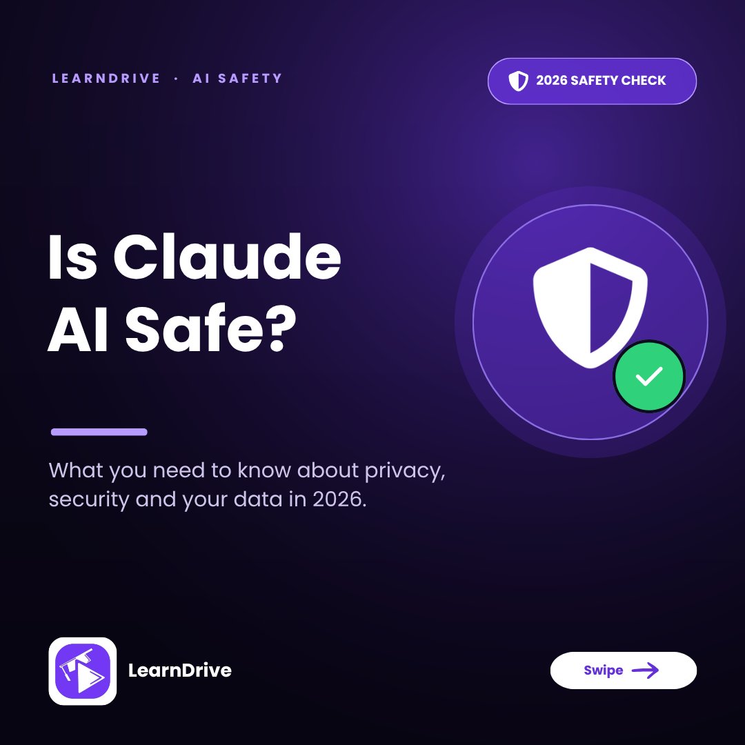 Learndrive_org's tweet photo. Is Claude AI actually safe to use in 2026?
From model-training settings and Incognito chats to business data and AI agent permissions, there are several things every Claude user should understand.
#ClaudeAI #AISafety #DataPrivacy #ArtificialIntelligence #CyberSecurity https://t.co/KGQYRAHlOl