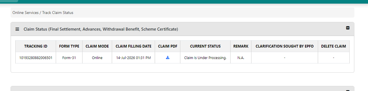 AaravDigital999's tweet photo. @epfoahmedabad  one of my friend submitted claim in EPfo portal on date of 14-07-2026 but claim still not approved or reject status show under process so i humble request you please chack and settled urgantly if any need information 
@officialepfo @epfoaindia https://t.co/mQEpfGVFCv