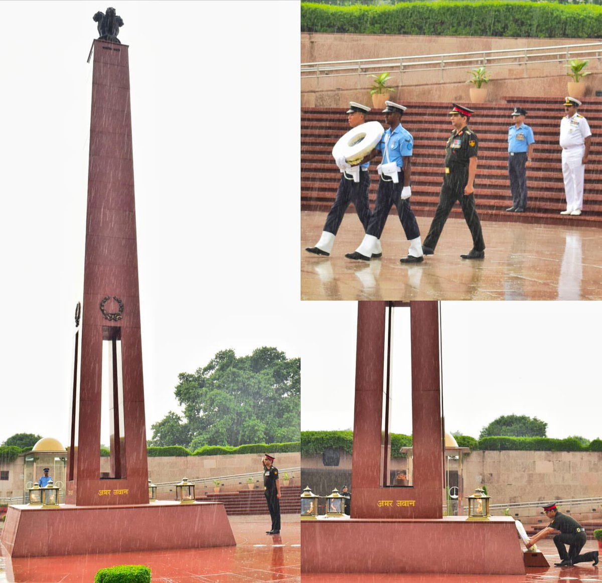 salute2soldier's tweet photo. On assuming appointment of Director #NationalWarMemorial, Col Shishir Juneja, #ShauryaChakra paid homage to #Bravehearts at #AmarJawanJyoti & acknowledged the valiant service rendered by our #fallen heroes who made ultimate sacrifice in safeguarding sovereignty of the #Nation. https://t.co/YDhRUxPCCC