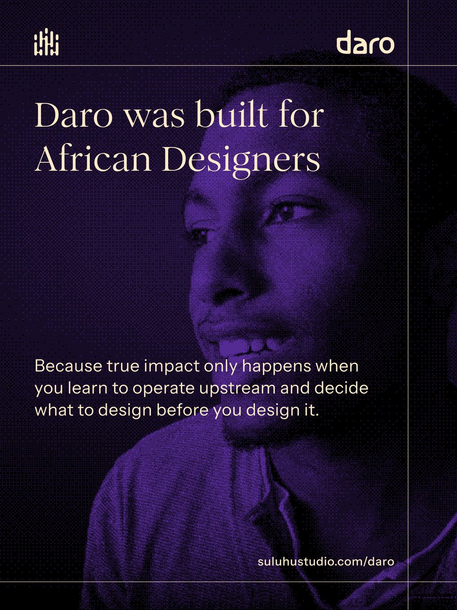SuluhuStudio's tweet photo. Too often, designers are brought in merely to execute, operating far downstream from the decisions that actually dictate a product’s success. Daro elevates African designers from creative service providers to strategic decision-makers.

https://t.co/GAaliwKmMf https://t.co/XcGDHbxYrf