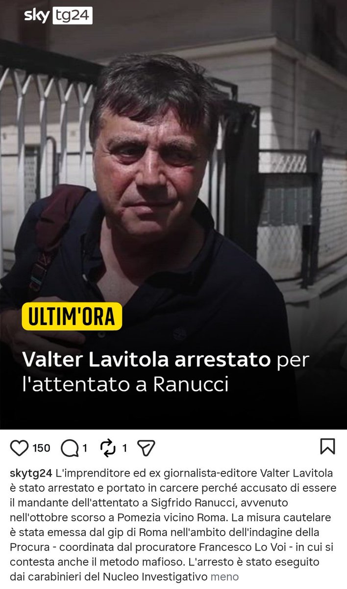 GalleniW205035's tweet photo. È arrivato adesso l'arresto 
#ValterLavitola è stato arrestato con l'accusa di essere il mandante dell'attentato a #SigfridoRanucci https://t.co/y2kBU0euPr