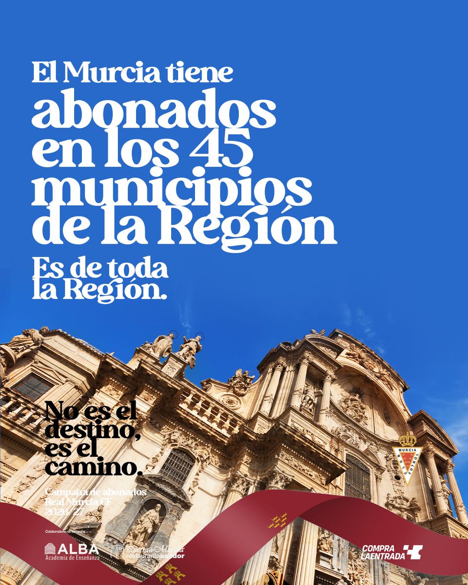 realmurciacfsad's tweet photo. 🗺️❤️ 𝑬𝒍 𝒄𝒍𝒖𝒃 𝒅𝒆 𝒕𝒐𝒅𝒂 𝒍𝒂 𝑹𝒆𝒈𝒊𝒐́𝒏.

El sentimiento grana está presente en todos los municipios de la Región de Murcia 

45 municipios, un mismo sentimiento.

𝑬𝒍 𝑹𝒆𝒂𝒍 𝑴𝒖𝒓𝒄𝒊𝒂 𝒆𝒔 𝒅𝒆 𝒕𝒐𝒅𝒂 𝒍𝒂 𝑹𝒆𝒈𝒊𝒐́𝒏. ❤️

#NoEsElDestinoEsElCamino https://t.co/90HXwi0fwx