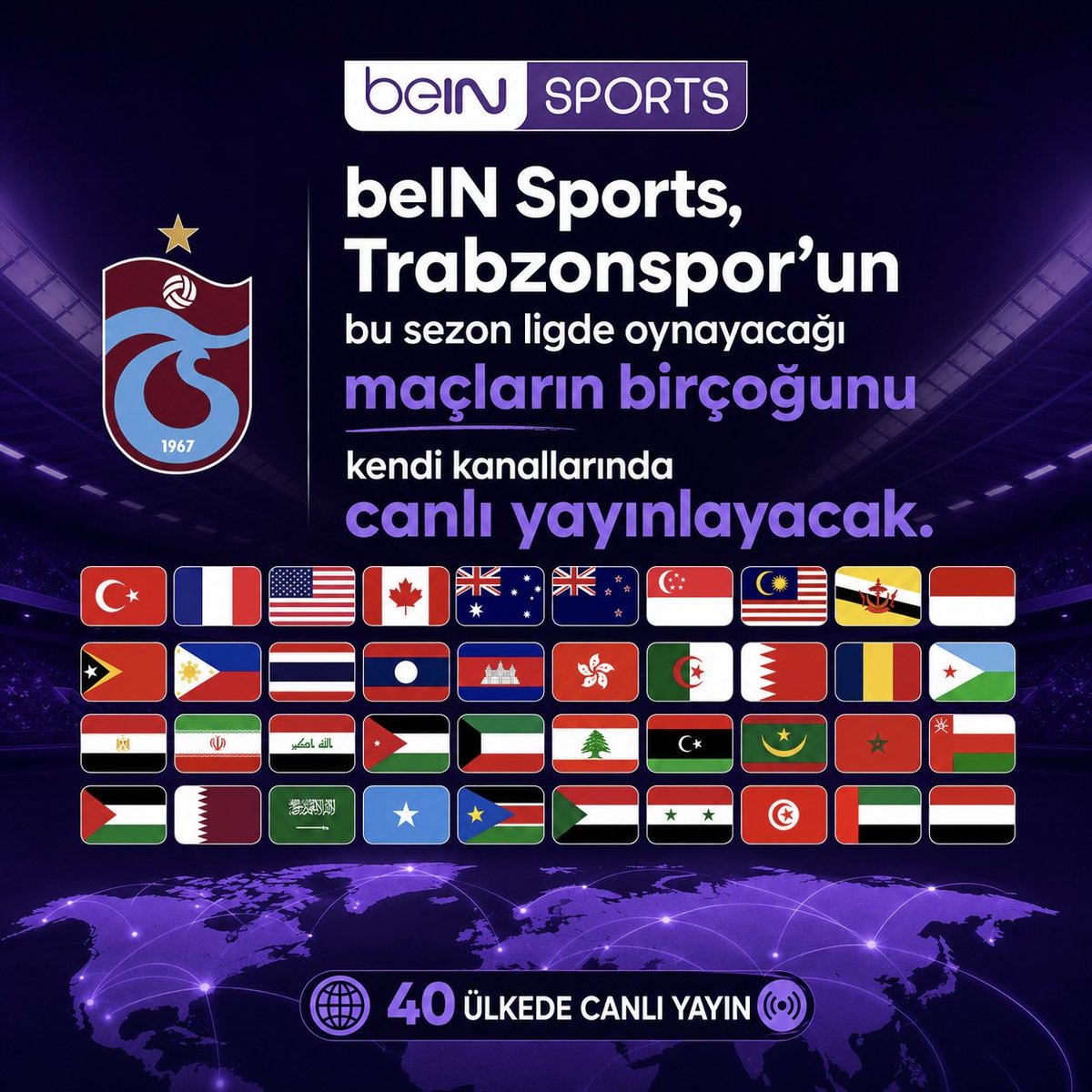 FutsHaberr's tweet photo. beIN Sports, bu sezon Trabzonspor’un lig maçlarının çoğunu Mısır başta olmak üzere birçok ülkede canlı yayınlayacak. https://t.co/DQpaQZD25X