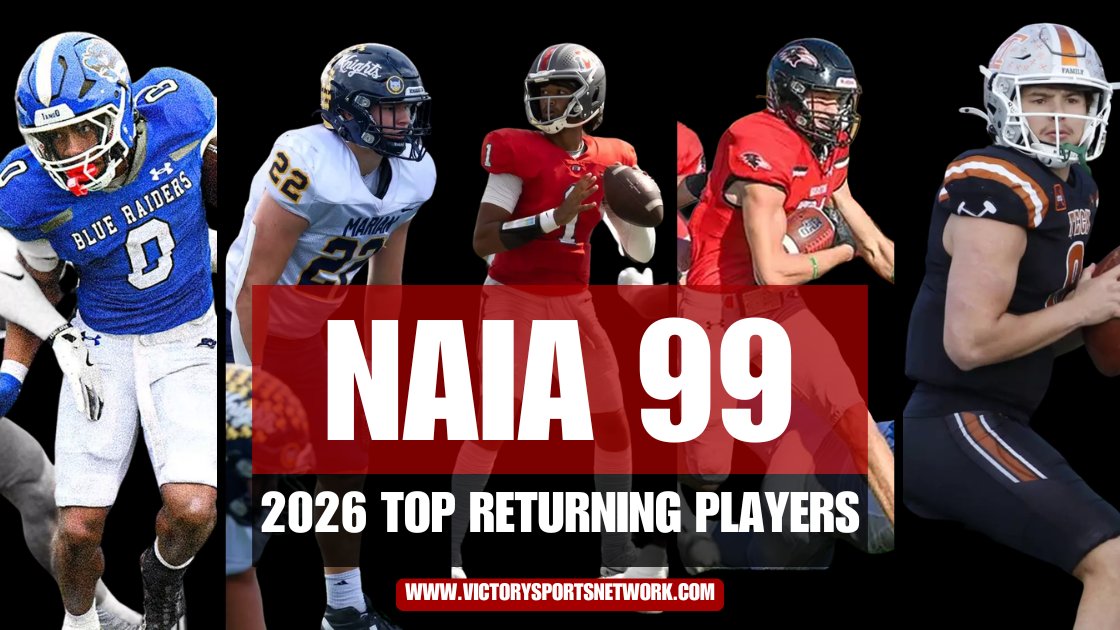 NAIAFootballVSN's tweet photo. Here's the NAIA 99! The top returning NAIA football players for 2026. There are some studs in this group.

@YotesFootball and @IndWesleyan_FB have 6 on the list to lead all schools.

🔽Check out the full group here🔽
https://t.co/LTBuGHf0wq https://t.co/73brEnWqal