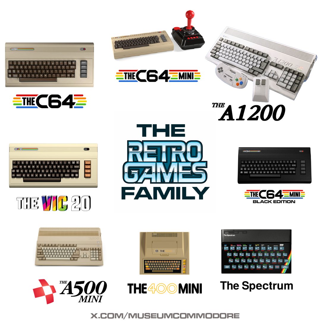 MuseumCommodore's tweet photo. Retro Games Ltd’s family of re-imagined releases…

From the original THEC64 Mini that started it all, to the full-size THEC64, THEVIC20, THEA500 Mini, THE400 Mini, The Spectrum, the sleek THEC64 Mini Black Edition… and the upcoming full-size THEA1200.

One company. One passion.  
A whole family of classic computers brought back to life for the modern era.

I think TheA1200, re-imagined Amiga 1200 would be one of the biggest anticipated releases yet. I can't wait!

Which one is in your collection?