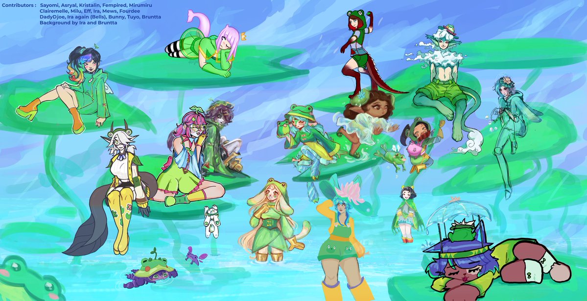 irareverie's tweet photo. enjoying the rain together 🌧️ 

rain shepherd themed collab with my friends!🐸💙 https://t.co/RSdu773eIn