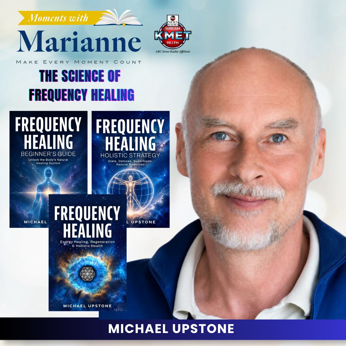MariannePestana's tweet photo. Tune in on TODAY at 8:06am PT for Michael Upstone on his Frequency Healing book series on Moments with Marianne Radio Show @KMETRadio https://t.co/QL44h8UFvm
#book #bookclub #reading #readinglist #frequencyhealing #frequency #healing #scientificresearch #healingwithfrequency https://t.co/ZJlQQoPHxc