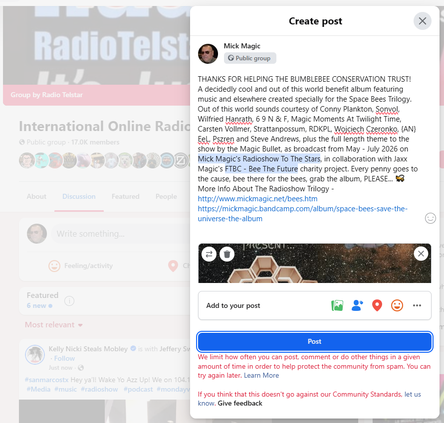 magic_bullet8's tweet photo. Just wanted to thank The Zuckerberg and Farcebook for "protecting the community" from a 13 year old kid's charity project for the benefit of the Bumblebee Conservation Trust. Go on, buy a copy or donate directly just to piss him off... 🐝
https://t.co/wCQhXpNUeS https://t.co/Cj3AvAfLtA