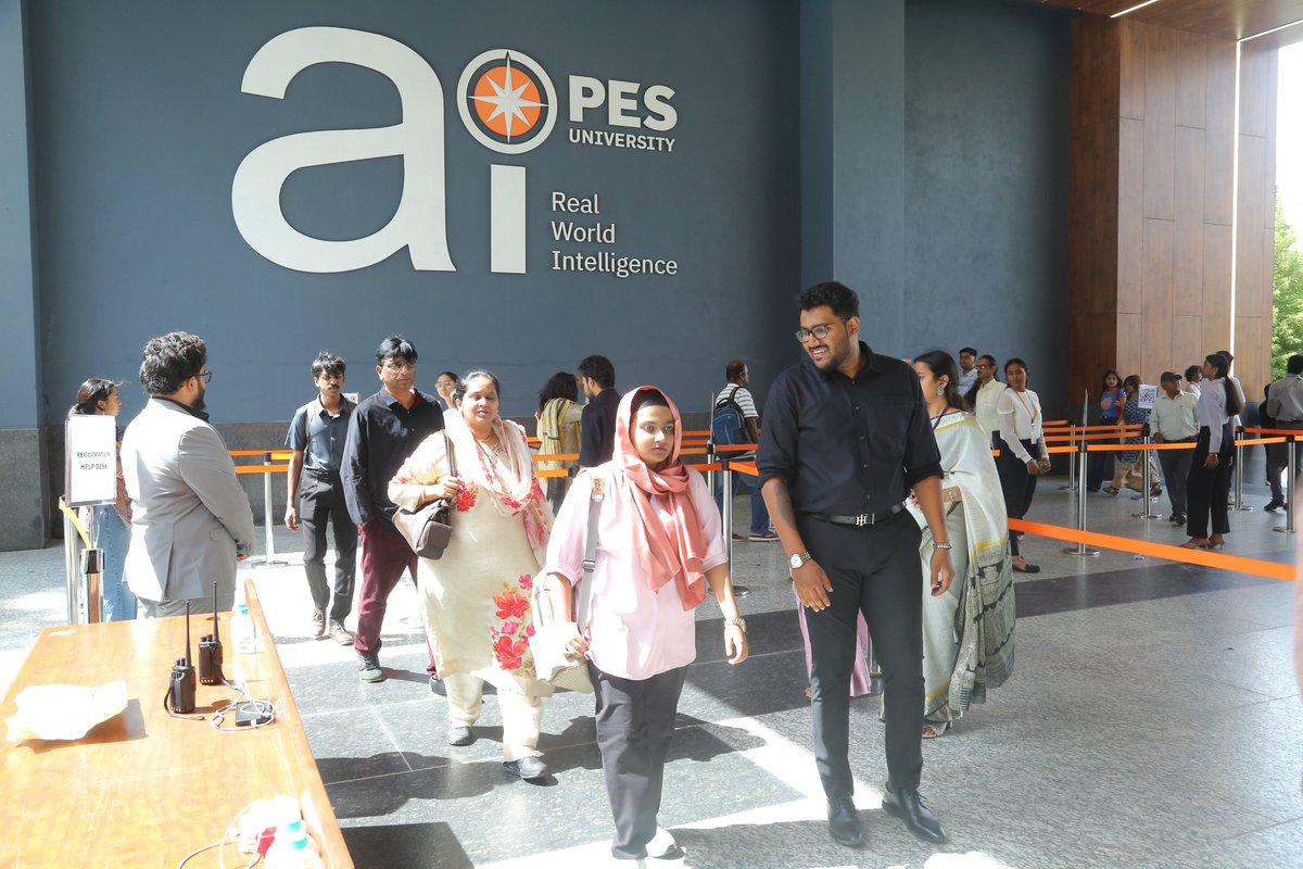 PESUniversity's tweet photo. PES University proudly welcomes the incoming batch for the Inauguration & Orientation Programe 2026–27.

An inspiring start awaits our first-year students as they embark on a journey of learning, growth, innovation, and endless possibilities. Here's to new beginnings, meaningful connections, and a future filled with success.

Here's to new beginnings at PES University! 🎓

#PESUniversity #NavigateTheRealWorld #SpiritOfPES #GoJags