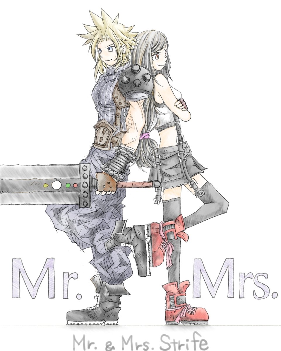 Johnpina256's tweet photo. ティファ＆クラウドのイラスト３枚
#絵柄が好みって人にフォローされたい https://t.co/a8K0SJnAlw