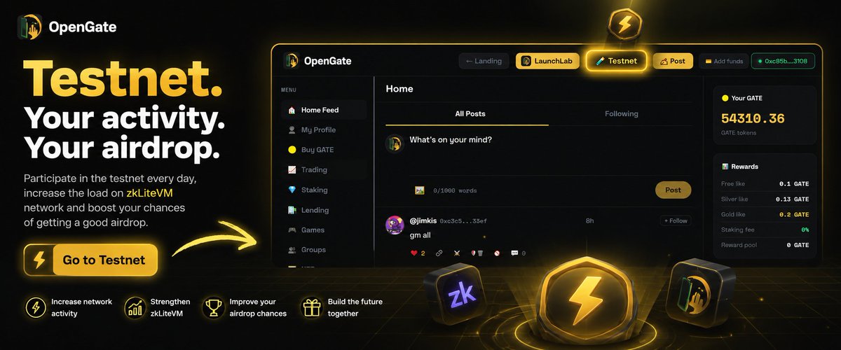 OpenGatelive's tweet photo. Hi everyone. Participate in the testnet every day. By doing so, you increase the load on the zkLiteVM network and boost your chances of getting a good airdrop.
#OpenGate #Testnet #Airdrop #CryptoTwitter #Web3 #ZK #Blockchain https://t.co/TLKUC5zPkB