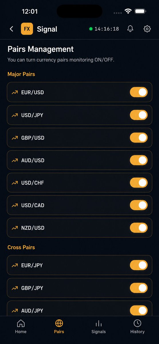 yaneyuka_global's tweet photo. ☆FX Signal☆
"I never know when to enter."
RSI, moving-average crosses, key price levels — watched across 35 pairs, 24 hours a day.
It spots the setups for you.
Free plan available
https://t.co/zjJiQQlvDs
#forex #movingaverage https://t.co/aV6XYkh7aO