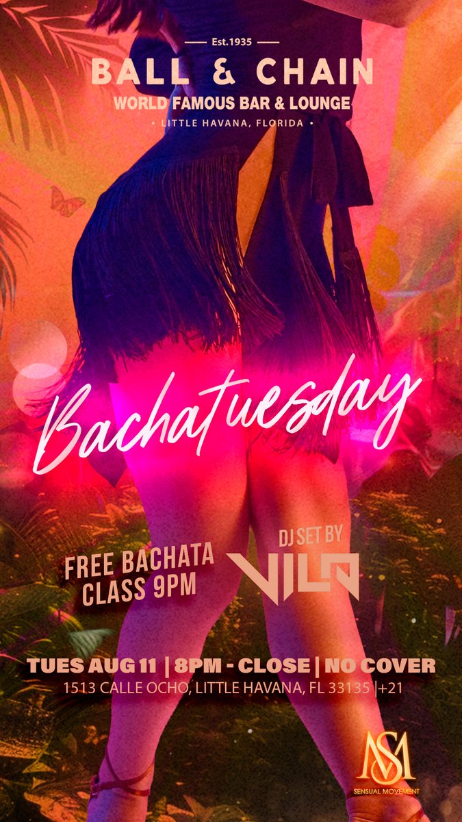 BallAndChainBar's tweet photo. TODAY: #LiveMusic NOW to 6 p.m., #HappyHour 4 to 7, #LiveJazz 6 to 9, then #MamboMondays with DJ Ivan + a FREE #SalsaClass &amp; #BachataClass, 9

TOMORROW: #Bachatuesday includes DJ Vila + a FREE #BachataLesson

#supportlocal https://t.co/kBdwIKRQzT
🍍💚 https://t.co/62Lv7KHBtL