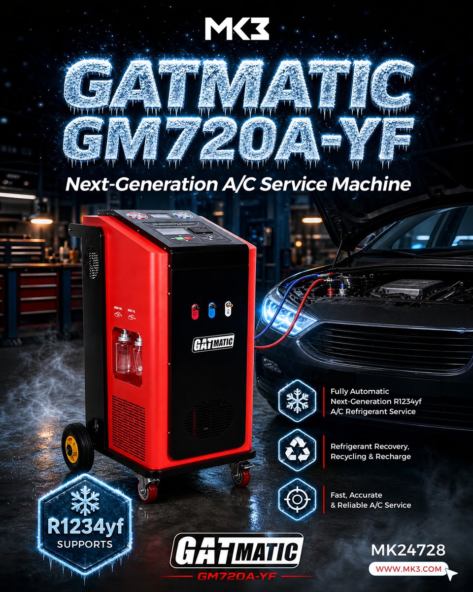 NDelhiEmirKeys's tweet photo. 🚀 The MK3 GATMATIC GM720A-YF is here!
A next-gen R1234yf A/C service machine with fully automatic operation ❄️🔧
Fast, accurate & reliable for modern workshops. 💪
📩Contact MK3 for Price & Availability.
📱+971 525004707
#MK3 #GATMATIC #R1234yf #ACService #AutomotiveTools https://t.co/VA3CjhTaSV