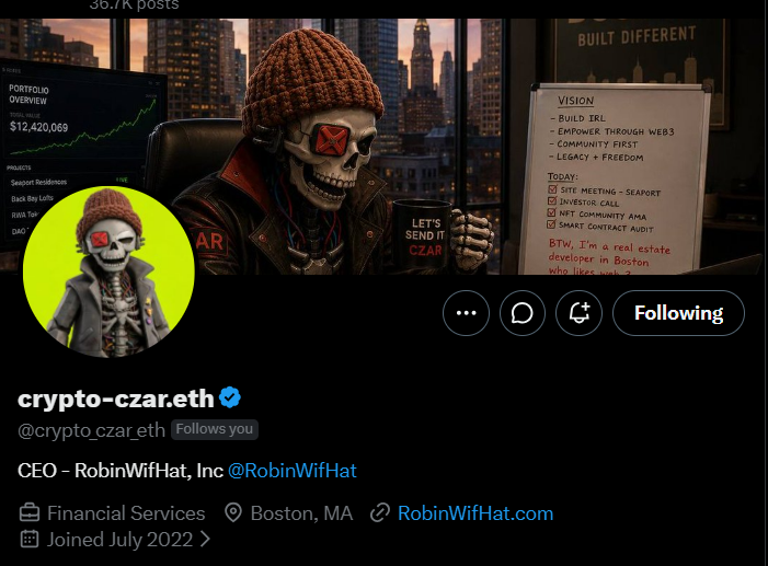 auro_verse's tweet photo. Its a different kind of feeling when builders and founders follows you. It tells you, you are doing something right. 

Either ways, lets send the hat to the moon   
@crypto_czar_eth @RobinWifHat
robinwifhat:native https://t.co/R1UKiFaPDa