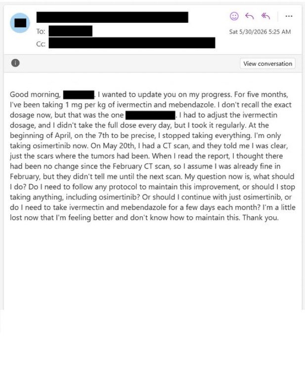 WilliamMakis77's tweet photo. NEW ARTICLE: IVERMECTIN and MEBENDAZOLE Testimonial - 63 year old woman in URUGUAY with Lung Cancer Recurrence reports after 5 months: No evidence of disease!

Ivermectin Cancer revolution has made it all the way to Uruguay! 🇺🇾 👏 https://t.co/7WUxmspxJw