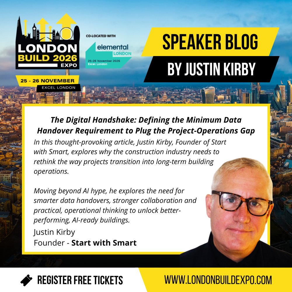 LondonBuildExpo's tweet photo. 📢 London Build 2026 Speaker Spotlight!

How can we bridge the gap between project delivery and long-term building operations?
Justin Kirby of Start With Smart Group explores why better data handovers matter and why the ‘digital handshake’ is key.
🔗 Read: https://t.co/L33q4gFaaA https://t.co/dJgxlkks1W