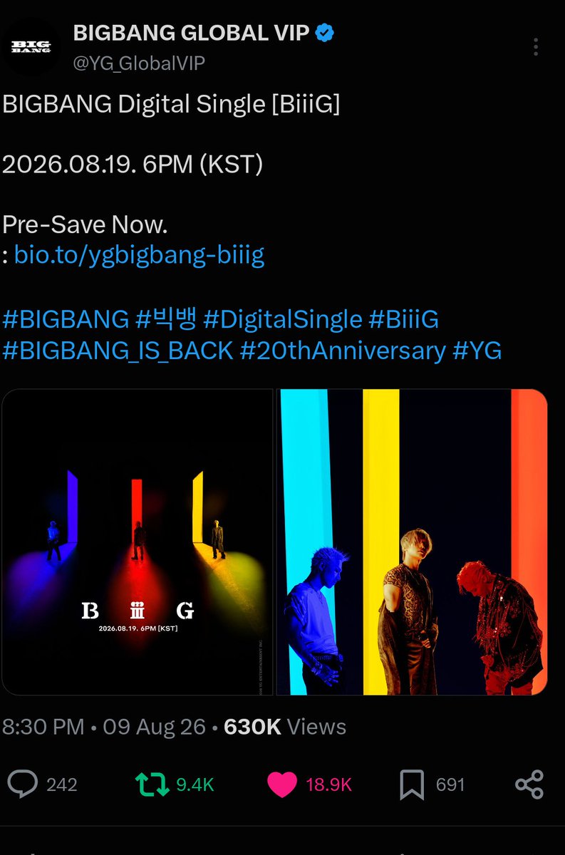 Coup_dEtat5's tweet photo. Sometimes I think that some vips don't deserve BIGBANG at all .

They're so enthusiastic when it time to be delulu nostalgia freak & distrespectful to 3BANG  but when it comes to actually support & promote the hardwork of 3BANG it's 🦗🦗🦗🦗.

Anyways, me & 18 other VIPs will definitely be streaming/promoting BIGBANG 🤗

The low Engagement on official posts is hella embarassing though lol