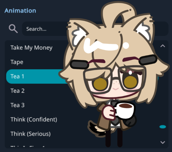 FelixKohinekoVT's tweet photo. We got a "Tea" animation in EmoteLab... but the's no "Coffee" animation whatsoever.

That darn @FreshTeaVT and her propaganda, taking the upper hand once again! >:c https://t.co/YlIu8EiJKI
